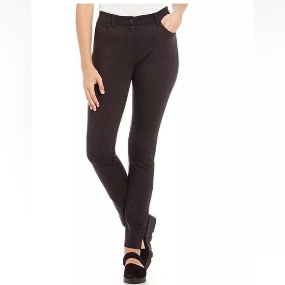 228.00 NWT EILEEN FISHER MELANGE SKINNY STRETCH PONTE PANT CHARCOAL - Picture 1 of 6